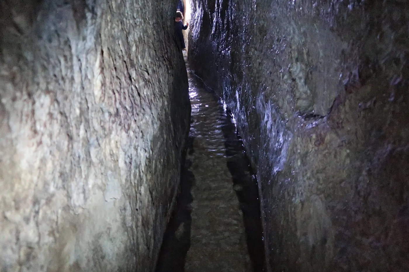 Walking through Hezekiah's Tunnel in Jerusalem