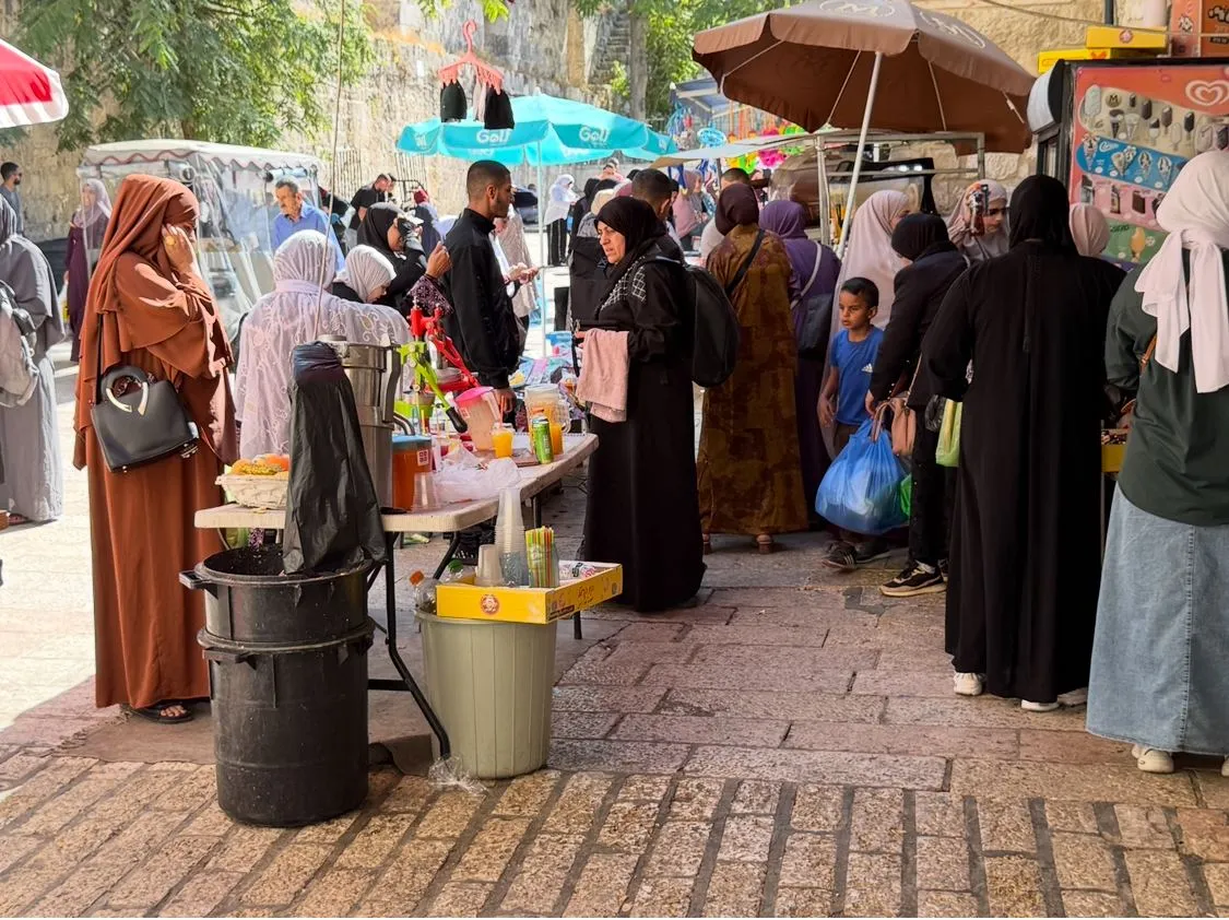 A busy stall-lined lane near Jerusalem's Old City