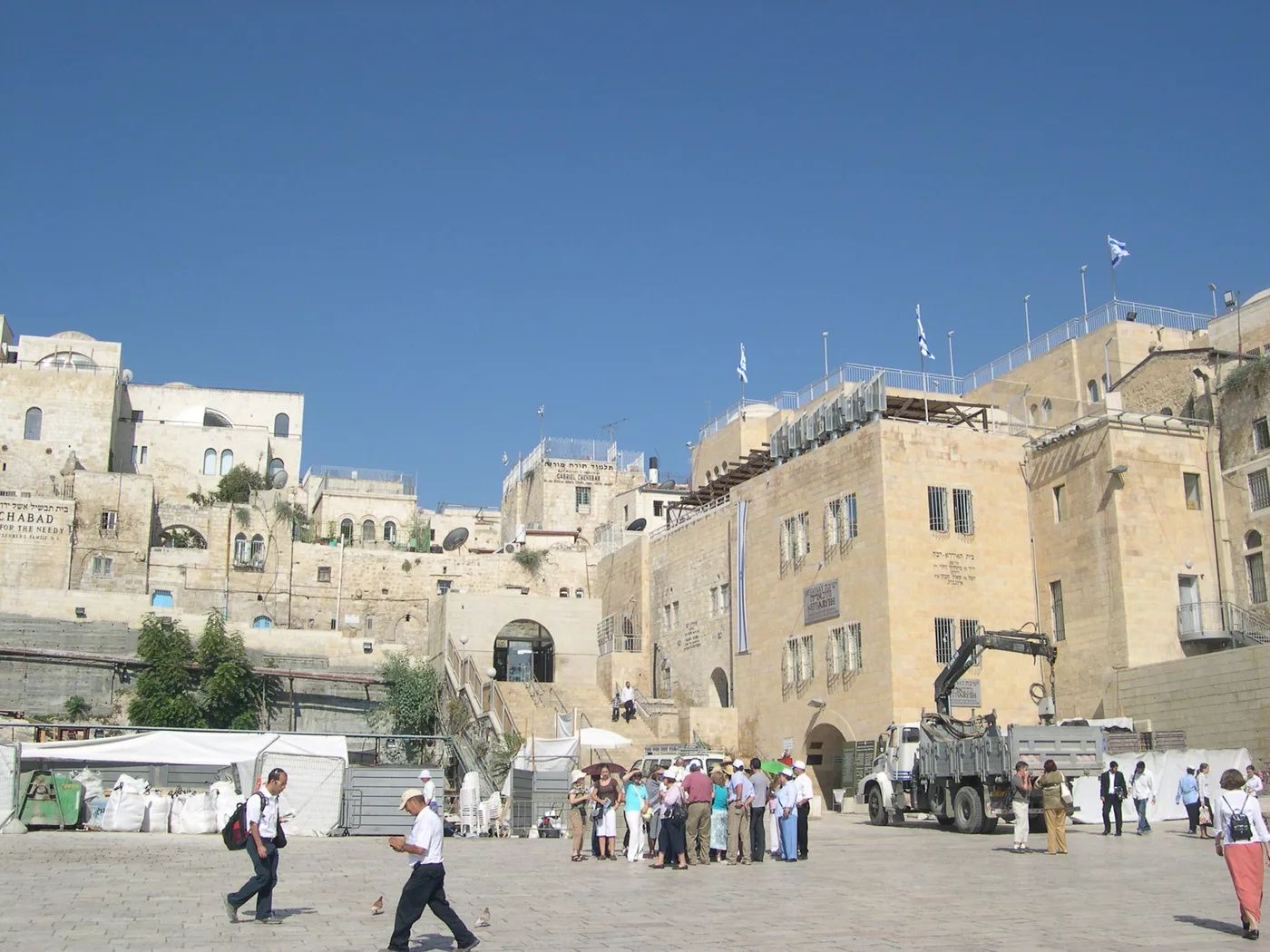 Families gathered at the Western Wall plaza in Jerusalem's Old City